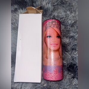 Pink Glitter Tumbler with Portrait Design